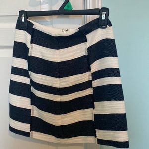 Fully lined navy and cream striped skirt